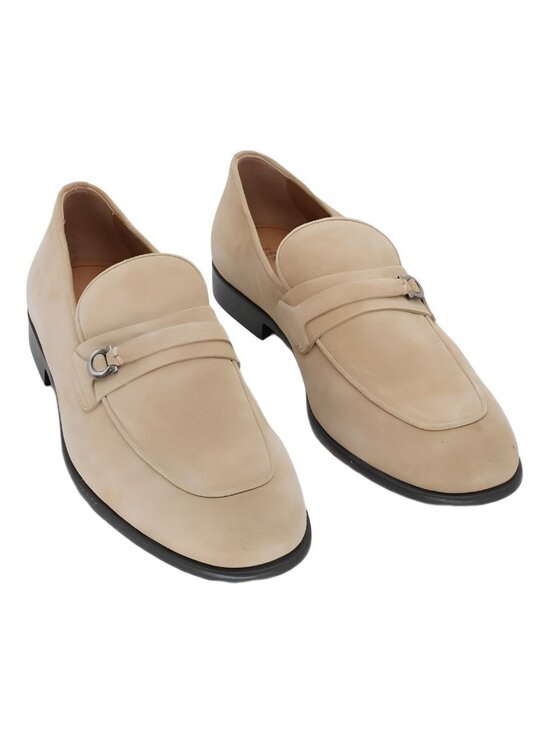 Ferragamo Men\'s Bentley Gancini Bit Suede Moccasins Safari Tan Size 10.5E